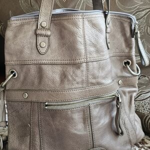 Chic Taupe Leather Tote Bag